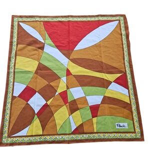 Vintage Paoli Silk Scarf Abstract Geometric Mod Earth Tones Boho 70s Italy